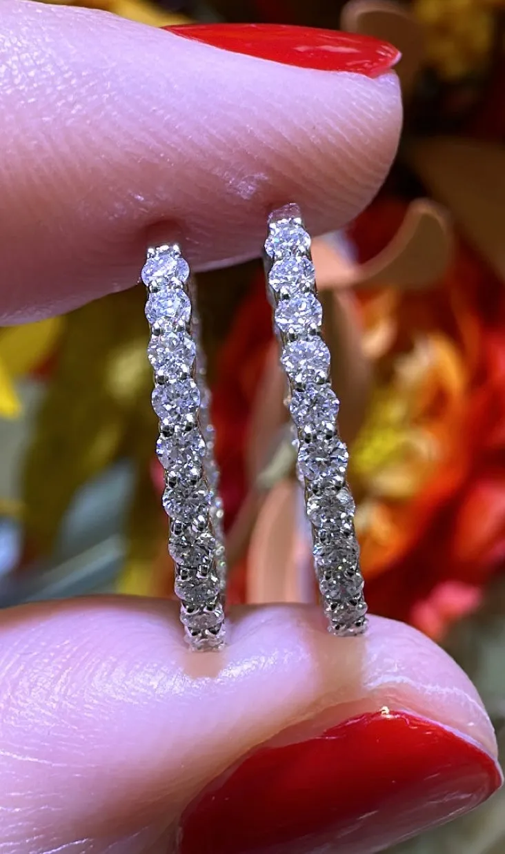 0.72ct tw Diamond Inside-out Hoop Huggie Earrings