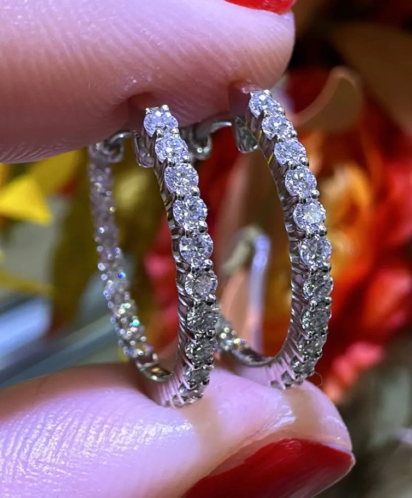0.72ct tw Diamond Inside-out Hoop Huggie Earrings