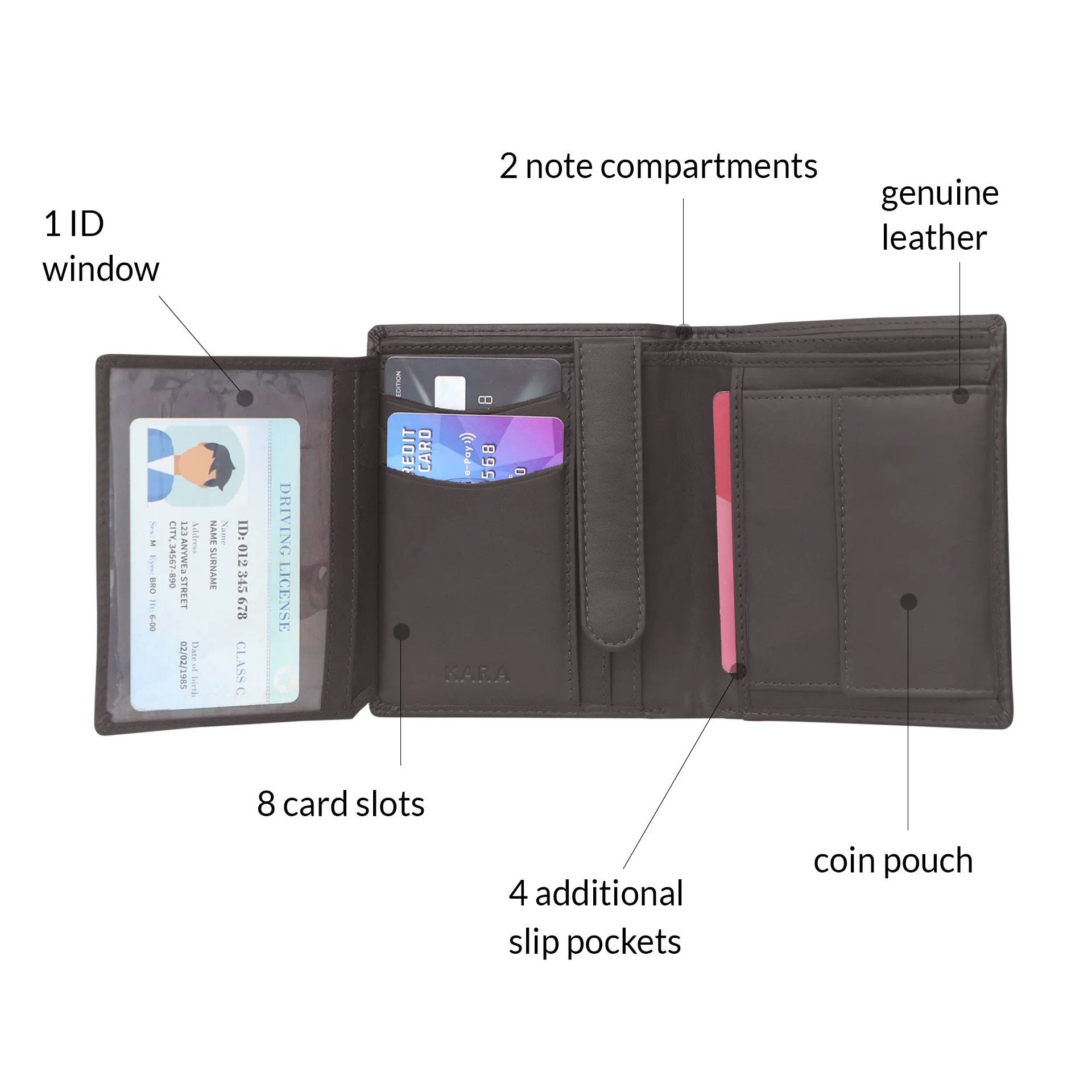 10027 Brown Vertical Bifold Wallet