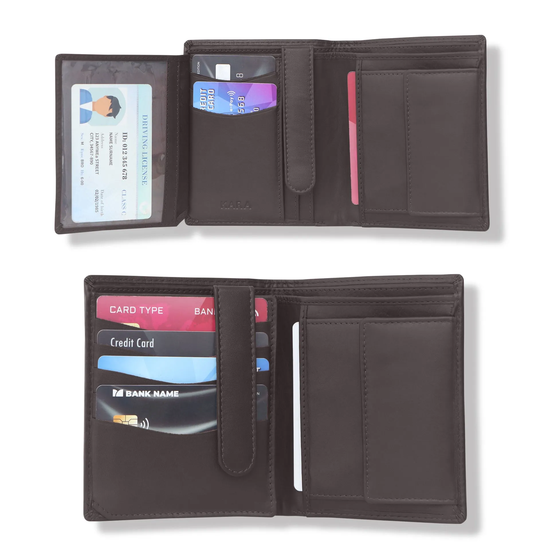 10027 Brown Vertical Bifold Wallet
