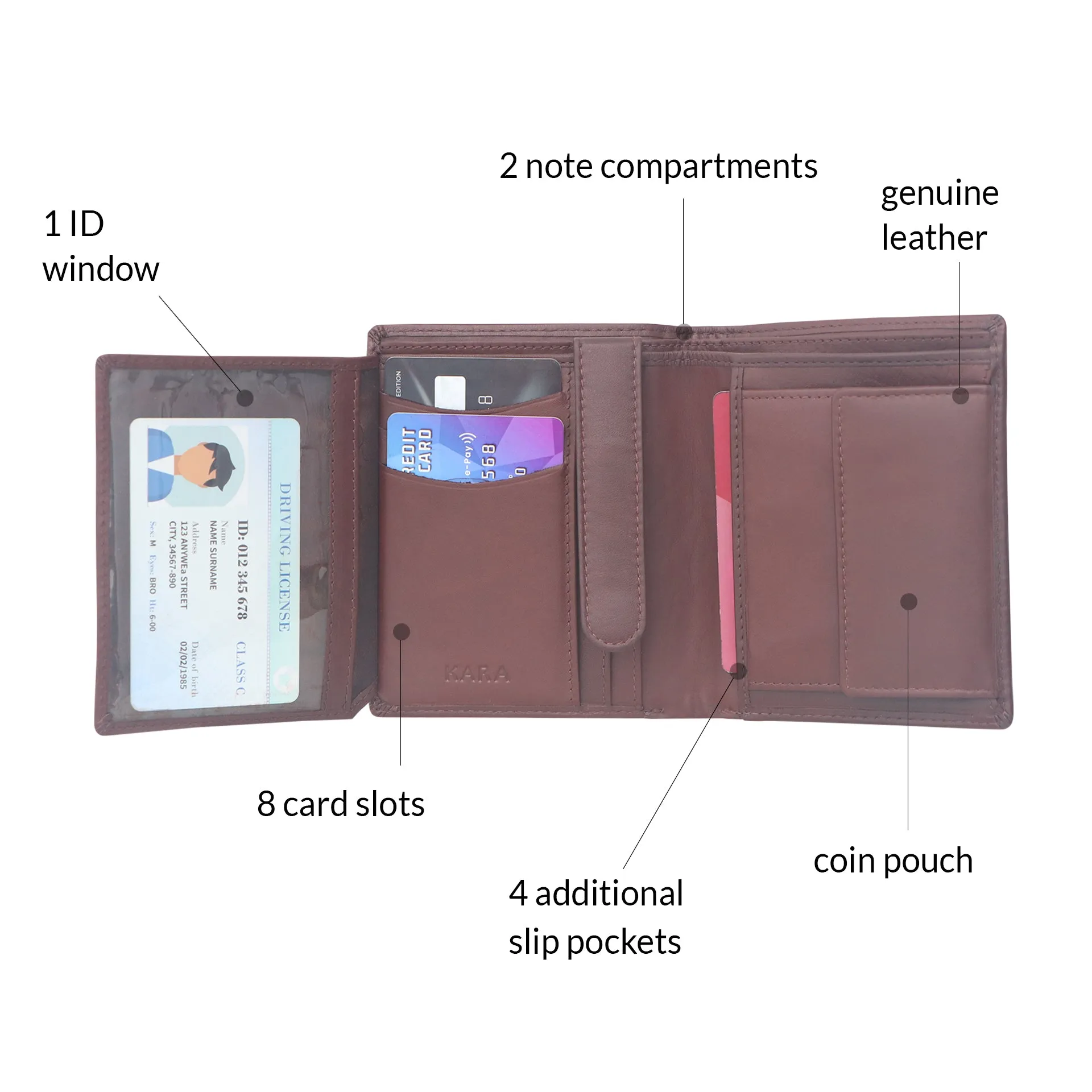 10027 Brown Vertical Bifold Wallet