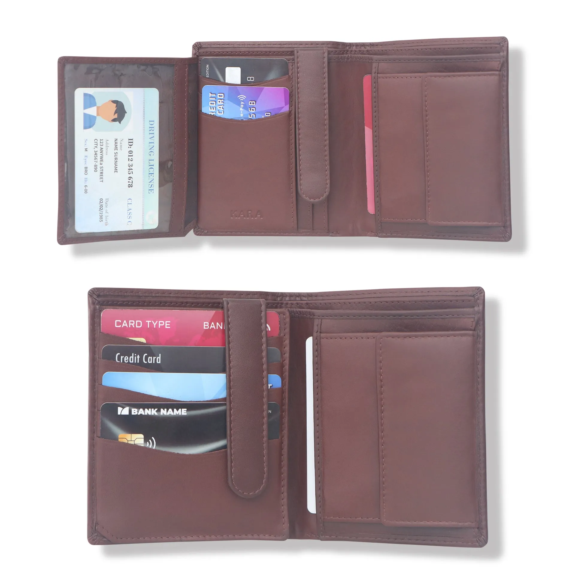 10027 Brown Vertical Bifold Wallet