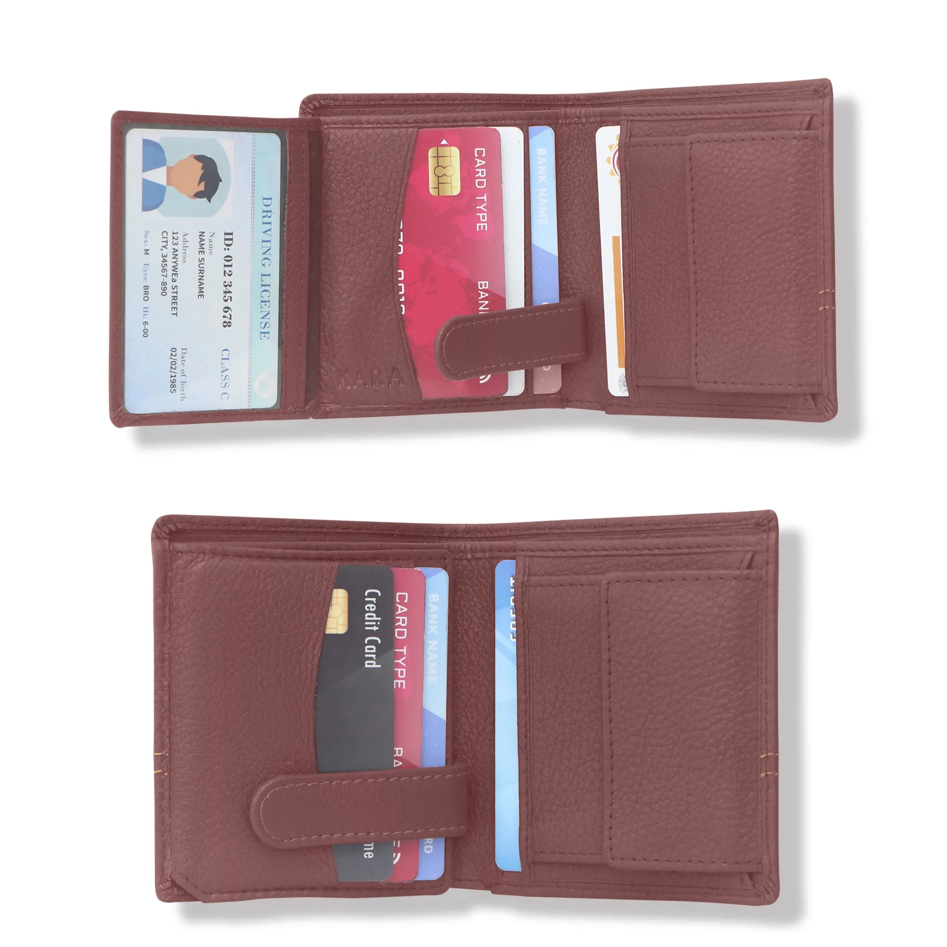 10088 Maroon Contrast Stitched Wallet