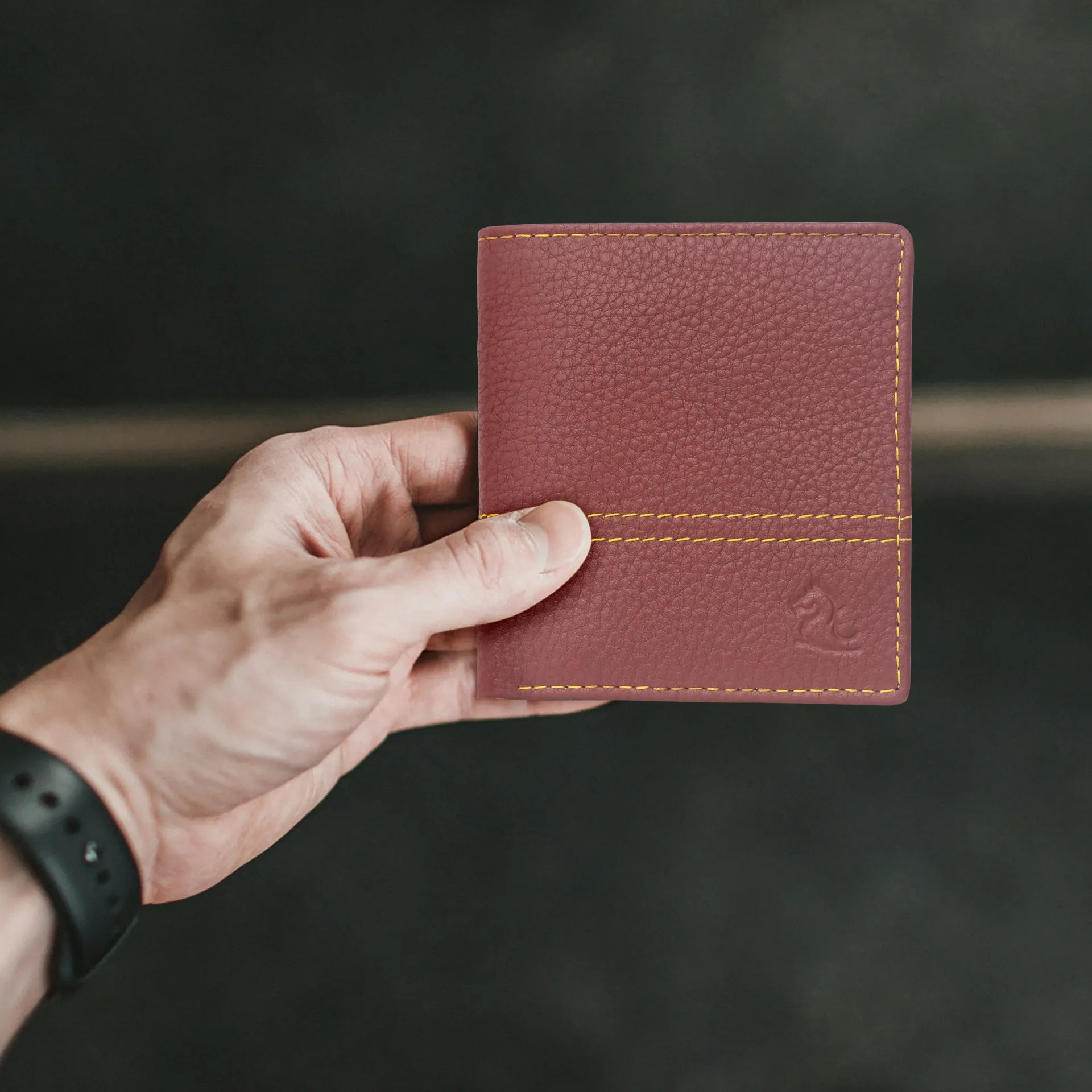 10088 Maroon Contrast Stitched Wallet