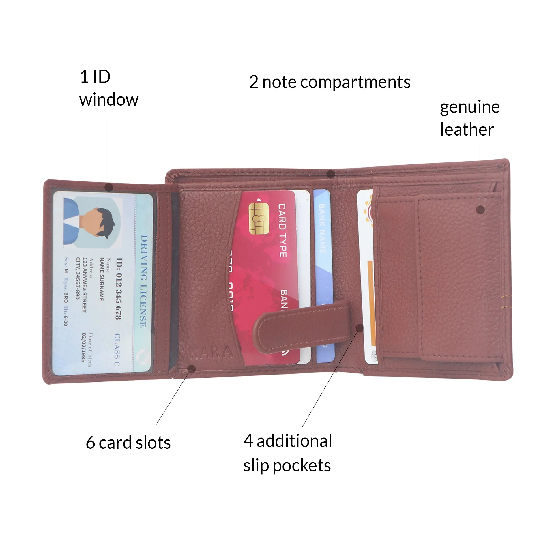 10088 Maroon Contrast Stitched Wallet
