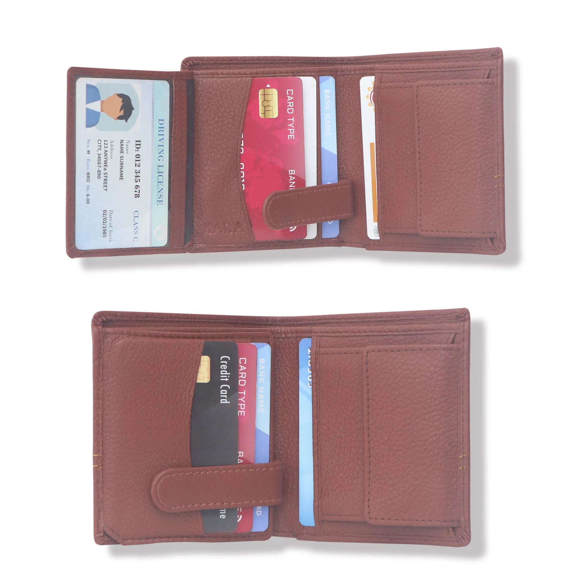 10088 Maroon Contrast Stitched Wallet