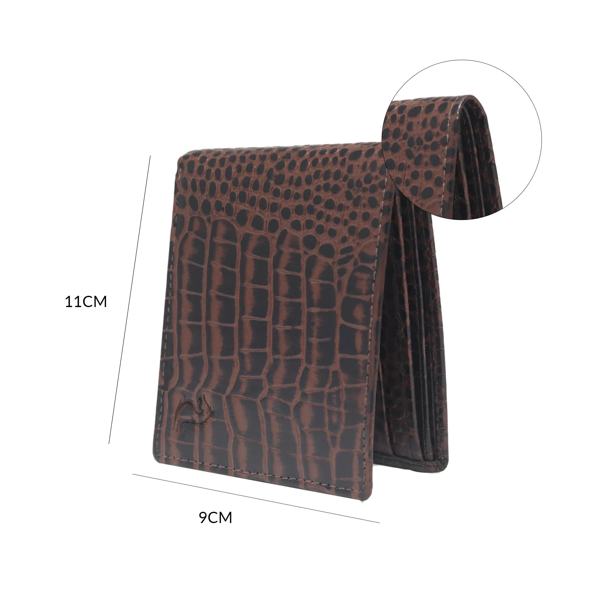 10148 Croco Red Leather Bifold Wallet for Men