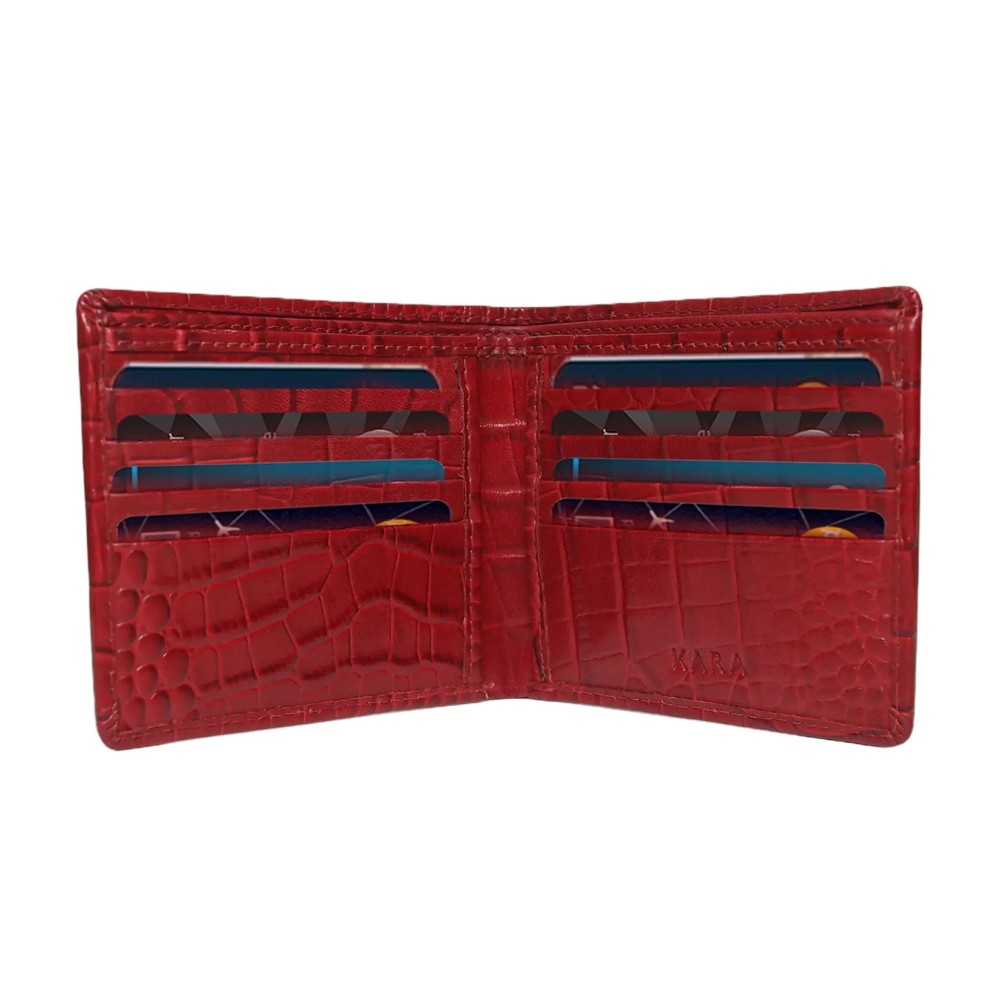 10148 Croco Red Leather Bifold Wallet for Men