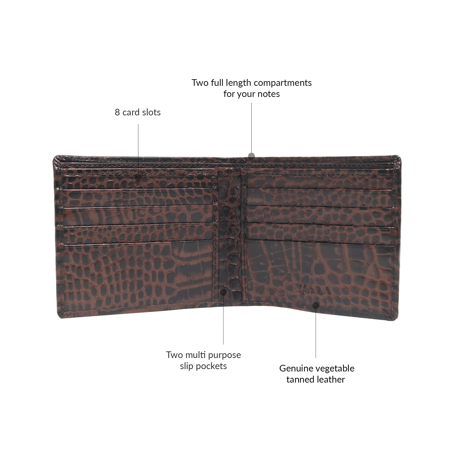 10148 Croco Red Leather Bifold Wallet for Men