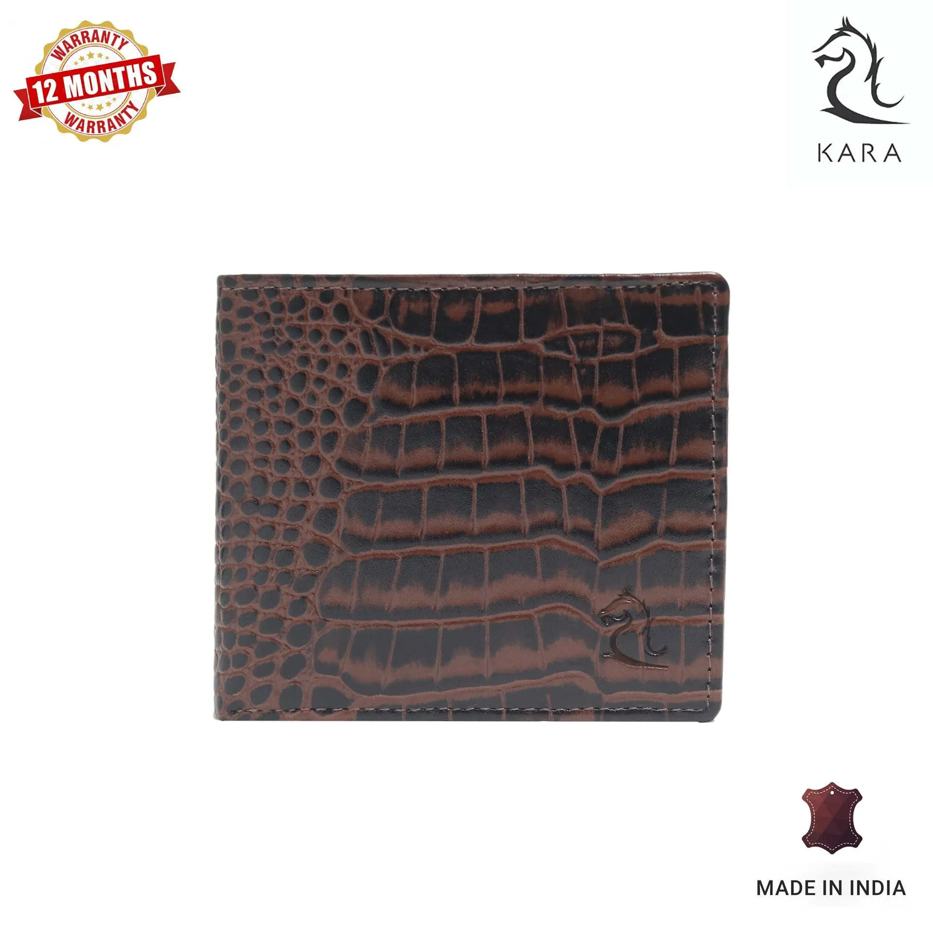 10148 Croco Red Leather Bifold Wallet for Men