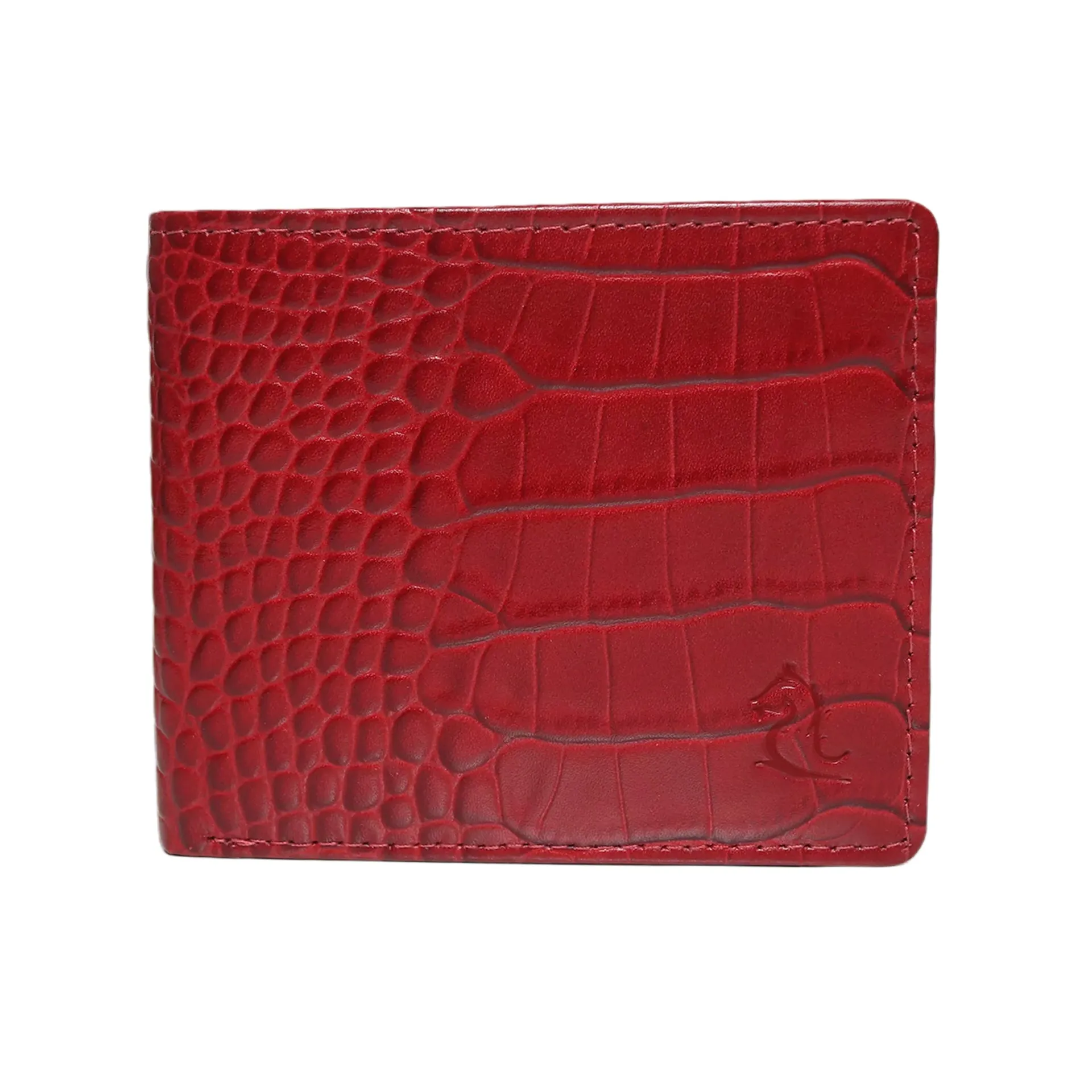 10148 Croco Red Leather Bifold Wallet for Men