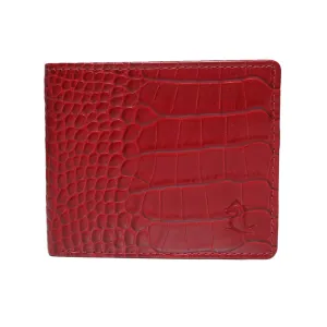 10148 Croco Red Leather Bifold Wallet for Men