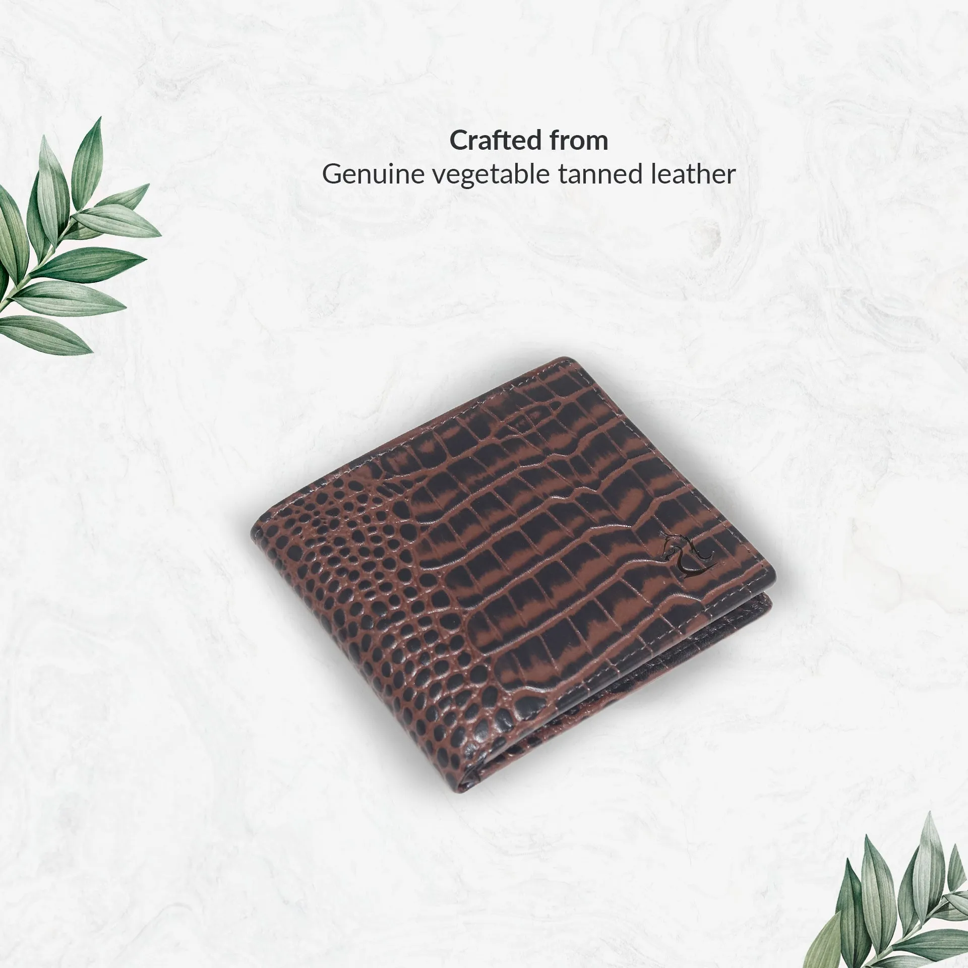 10148 Croco Red Leather Bifold Wallet for Men