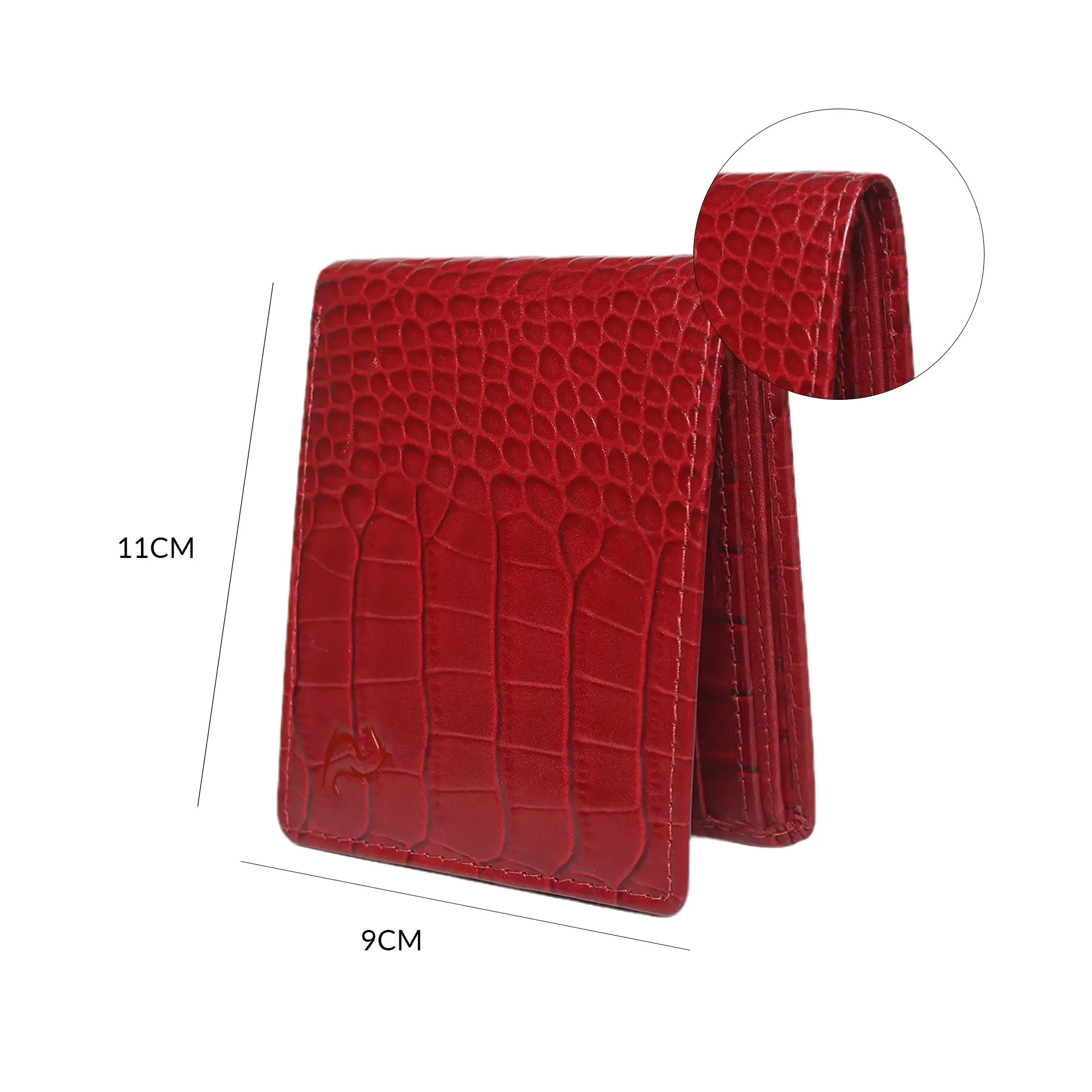 10148 Croco Red Leather Bifold Wallet for Men
