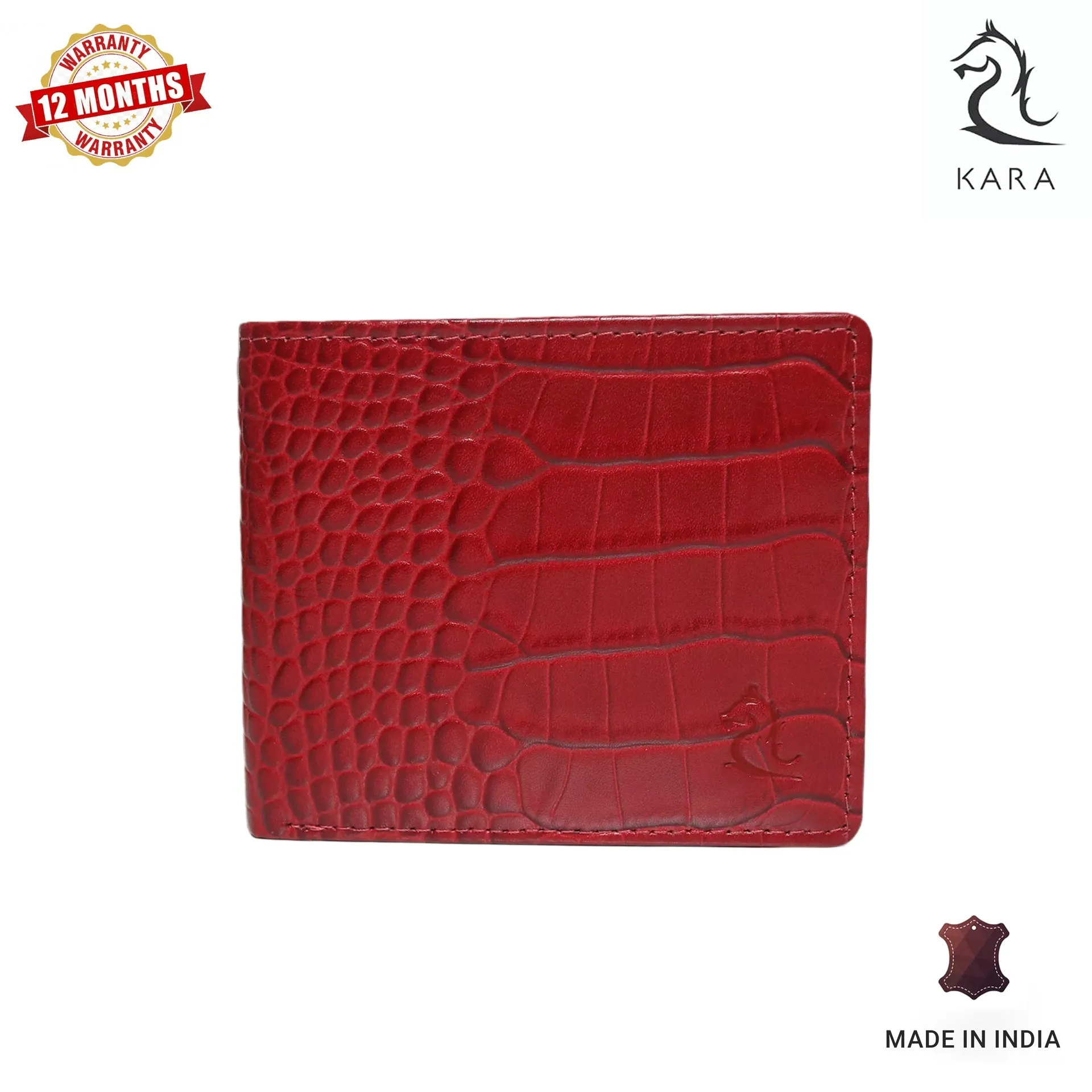 10148 Croco Red Leather Bifold Wallet for Men