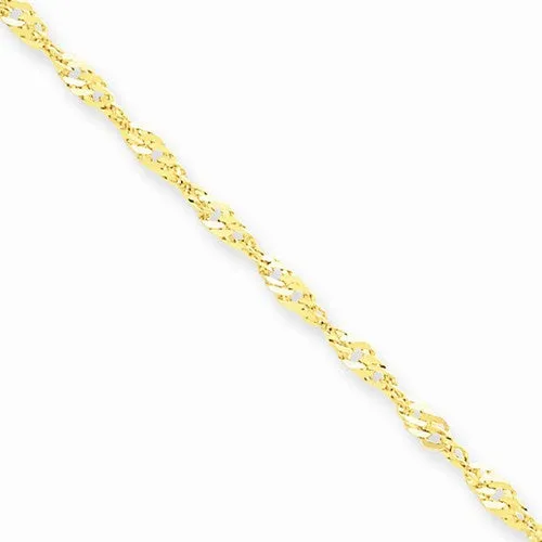 10K Yellow Gold Singapore Chain Anklet