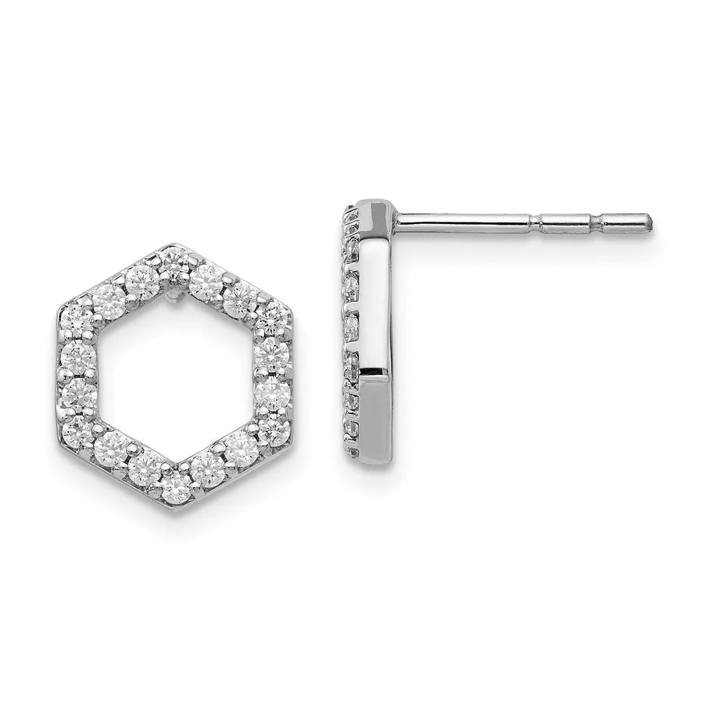 1/2 ct Lab Grown Diamond Hexagon Stud Earrings 14k Gold  VS, D-E