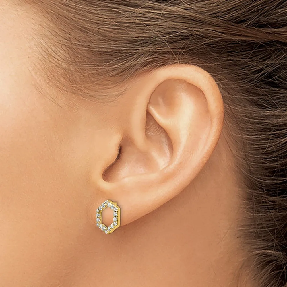 1/2 ct Lab Grown Diamond Hexagon Stud Earrings 14k Gold  VS, D-E