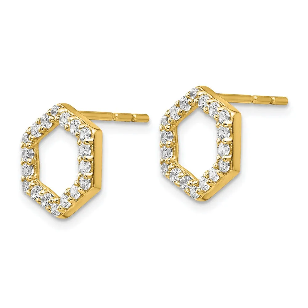 1/2 ct Lab Grown Diamond Hexagon Stud Earrings 14k Gold  VS, D-E