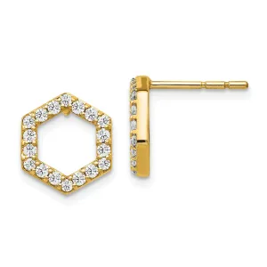 1/2 ct Lab Grown Diamond Hexagon Stud Earrings 14k Gold  VS, D-E