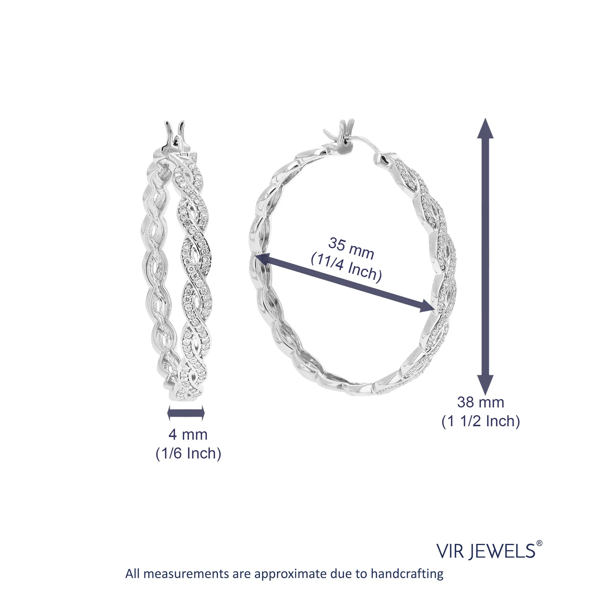 1/2 cttw Lab Grown Diamond Braided Hoop Earring Sterling Silver