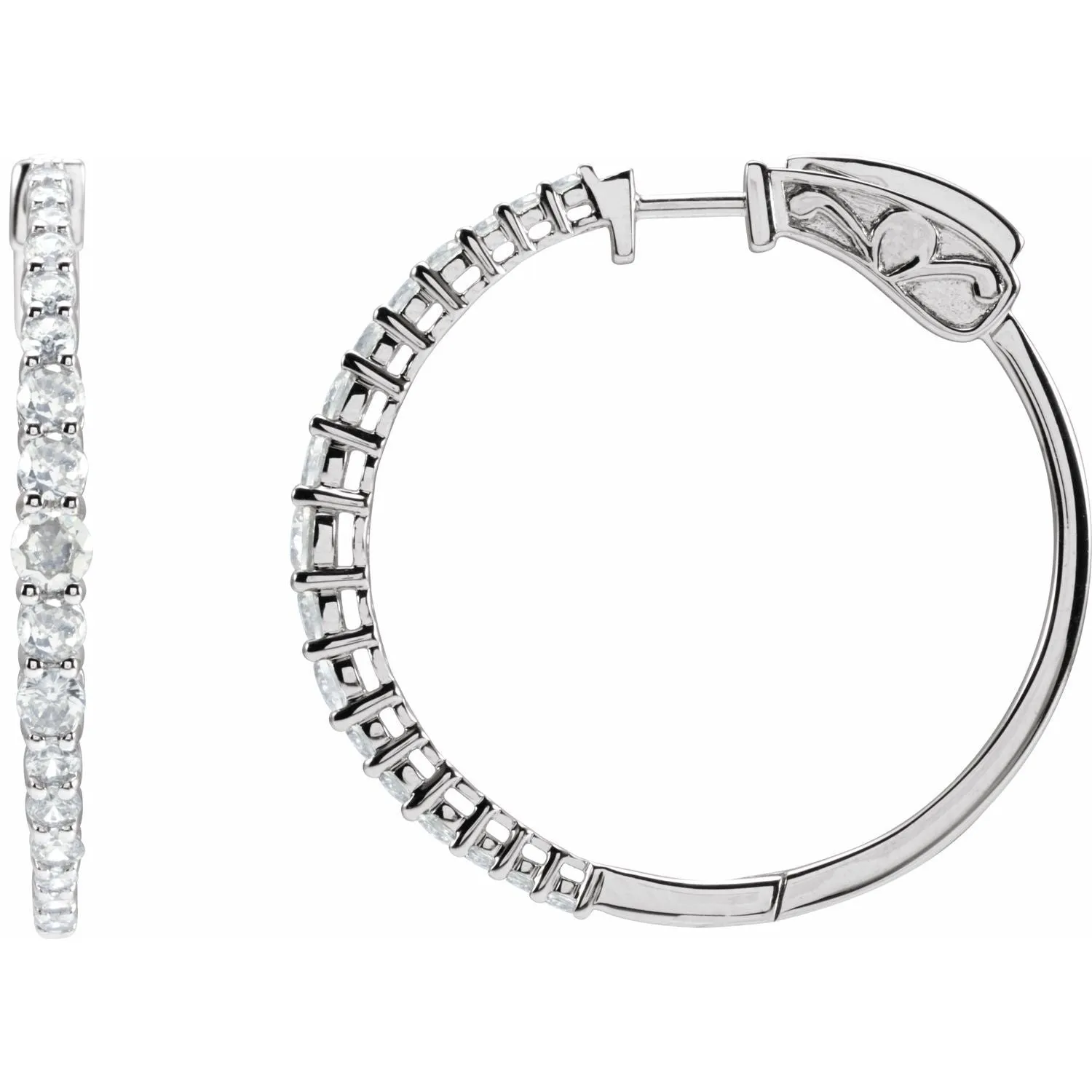 14K Gold 1 1/3ct Lab-Grown Diamond Hoop Earrings Clarity I1, Color G-H