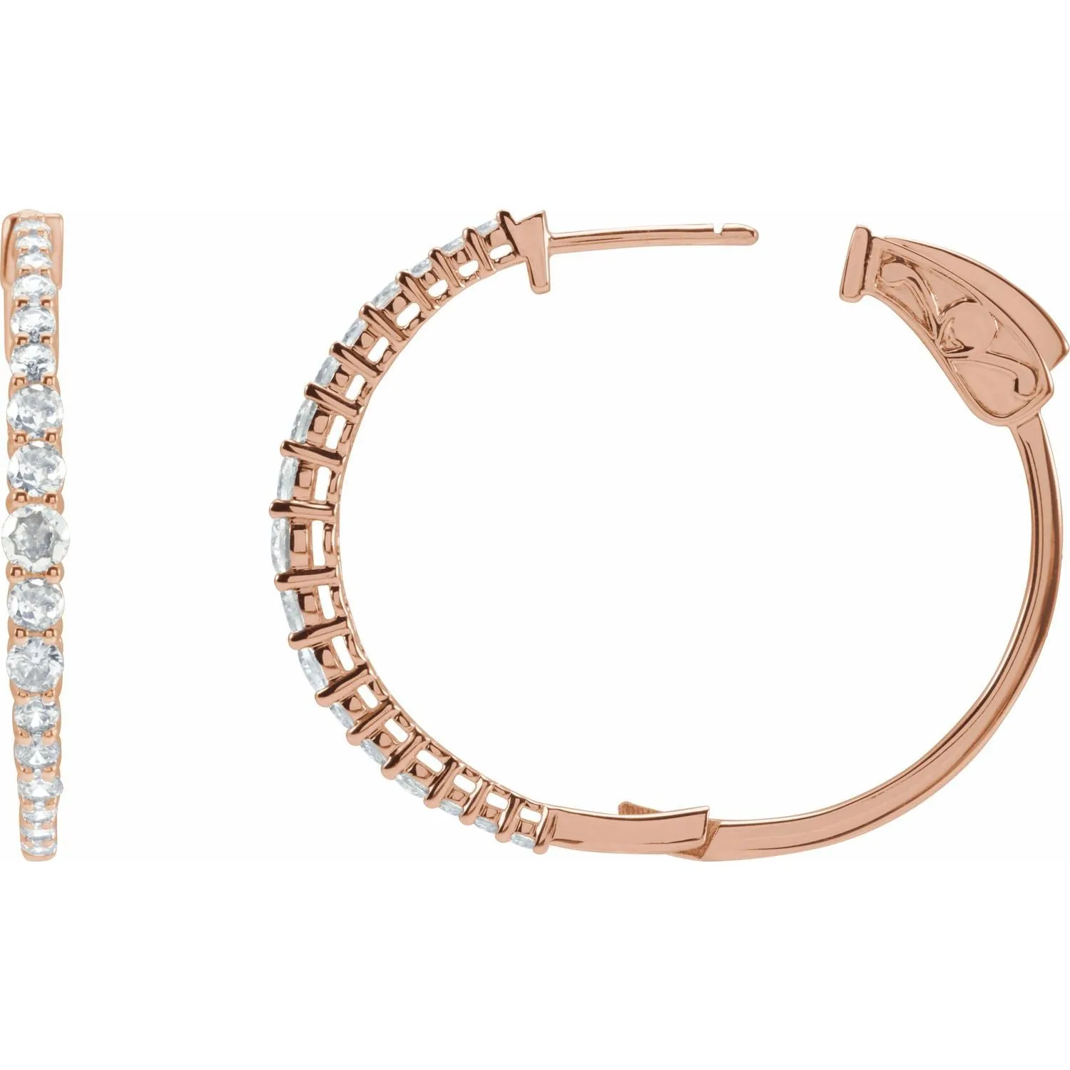 14K Gold 1 1/3ct Lab-Grown Diamond Hoop Earrings Clarity I1, Color G-H