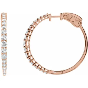 14K Gold 1 1/3ct Lab-Grown Diamond Hoop Earrings Clarity I1, Color G-H