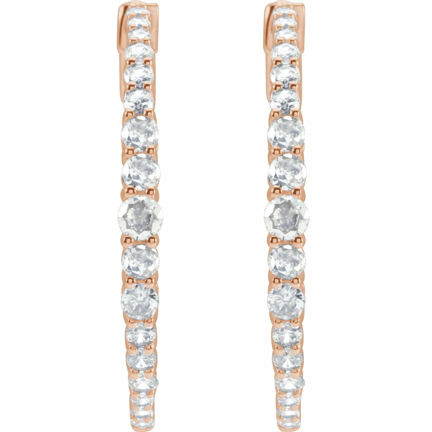 14K Gold 1 1/3ct Lab-Grown Diamond Hoop Earrings Clarity I1, Color G-H