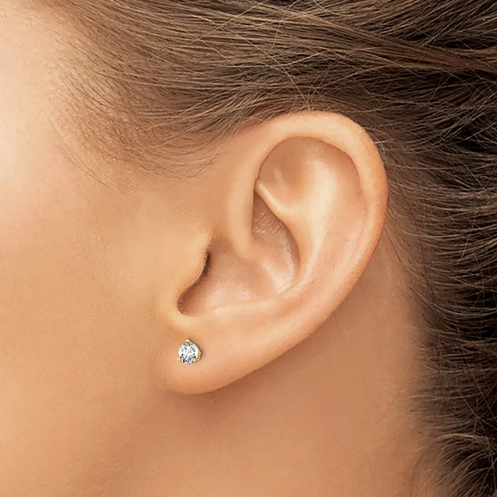 14k Gold 1/2 ct Round Lab Grown Diamond Stud Earrings Screw Back VS Clarity, D-E Color