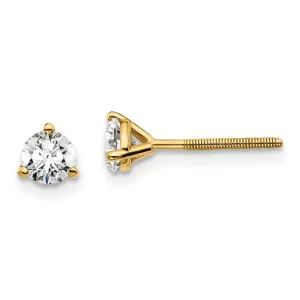 14k Gold 1/2 ct Round Lab Grown Diamond Stud Earrings Screw Back VS Clarity, D-E Color