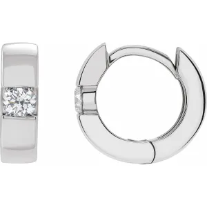 14K Gold 1/4ct Lab-Grown Diamond Hinged Huggie Hoop Earrings Clarity SI, Color G-H