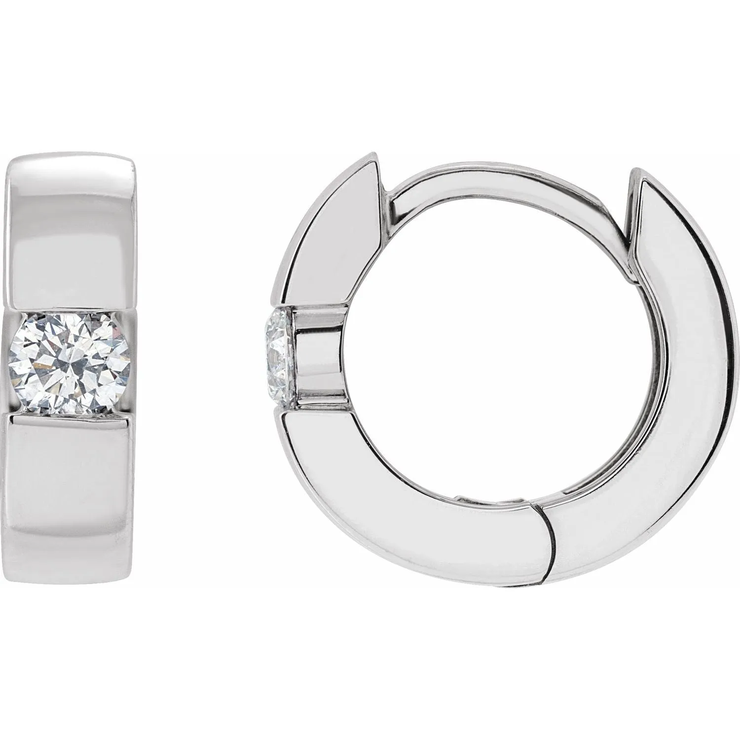 14K Gold 1/4ct Lab-Grown Diamond Hinged Huggie Hoop Earrings Clarity SI, Color G-H