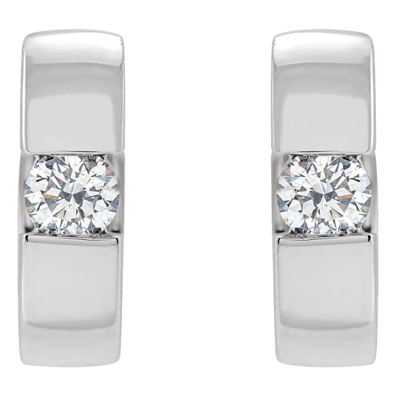 14K Gold 1/4ct Lab-Grown Diamond Hinged Huggie Hoop Earrings Clarity SI, Color G-H