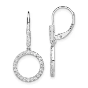 14K White Gold 0.55 ct Lab Grown Diamond Circle Dangle Leverback Dangle Earrings VS Clarity, G-H Color