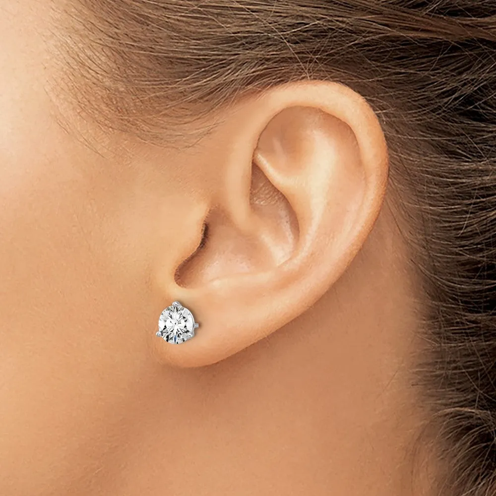 14k White Gold 1 1/2 ct Round Lab Grown Diamond Stud Earrings VS Clarity, D-E Color