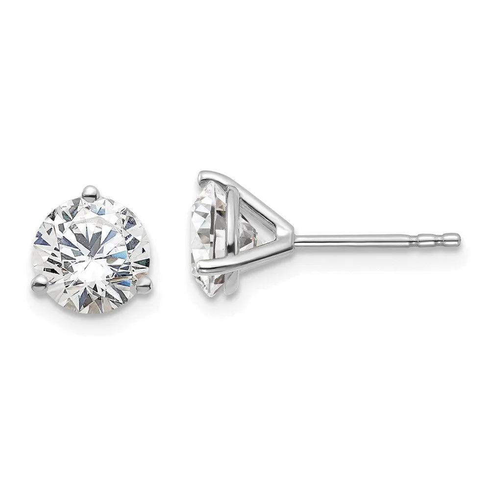 14k White Gold 1 1/2 ct Round Lab Grown Diamond Stud Earrings VS Clarity, D-E Color