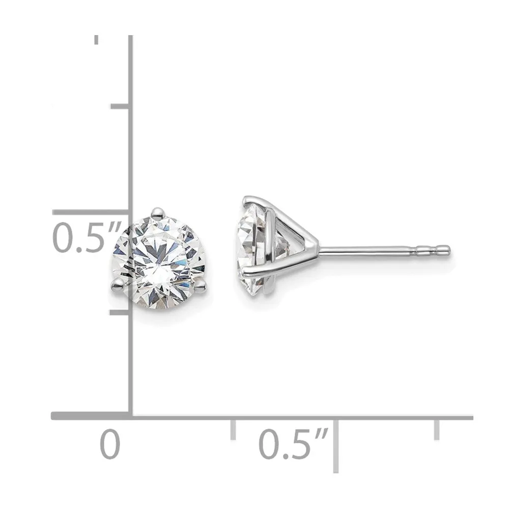 14k White Gold 1 1/2 ct Round Lab Grown Diamond Stud Earrings VS Clarity, D-E Color