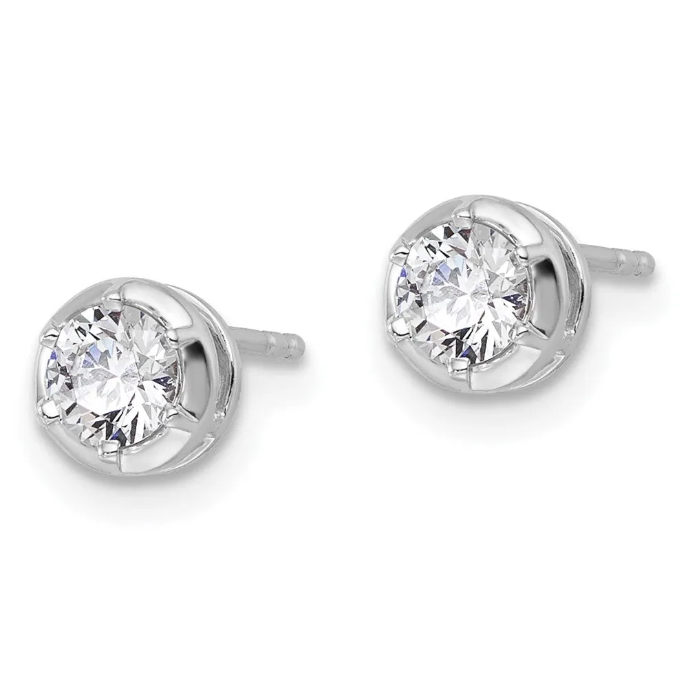 14k White Gold 1/2 ct Lab Grown Diamond Solitaire Stud Earrings VS Clarity, D-E Color