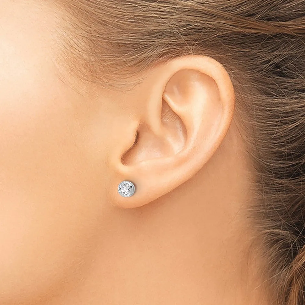 14k White Gold 1/2 ct Lab Grown Diamond Solitaire Stud Earrings VS Clarity, D-E Color