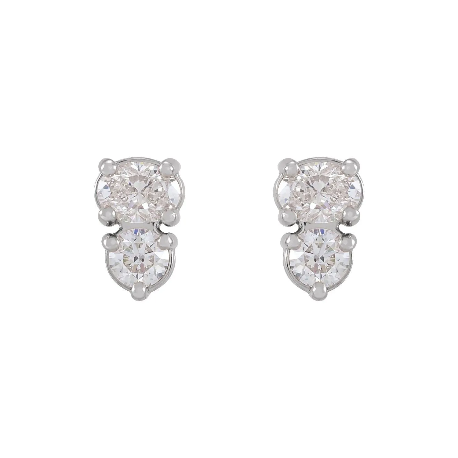 14K White Gold 1/2ct Lab-Grown Diamond Two-Stone Earrings Clarity SI, Color G-H