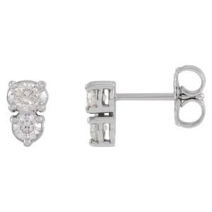 14K White Gold 1/2ct Lab-Grown Diamond Two-Stone Earrings Clarity SI, Color G-H