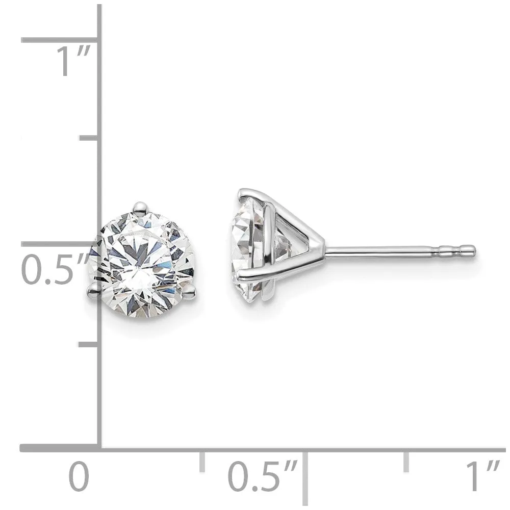 14k White Gold 2 ct Round Lab Grown Diamond Stud Earrings VS Clarity, D-E Color
