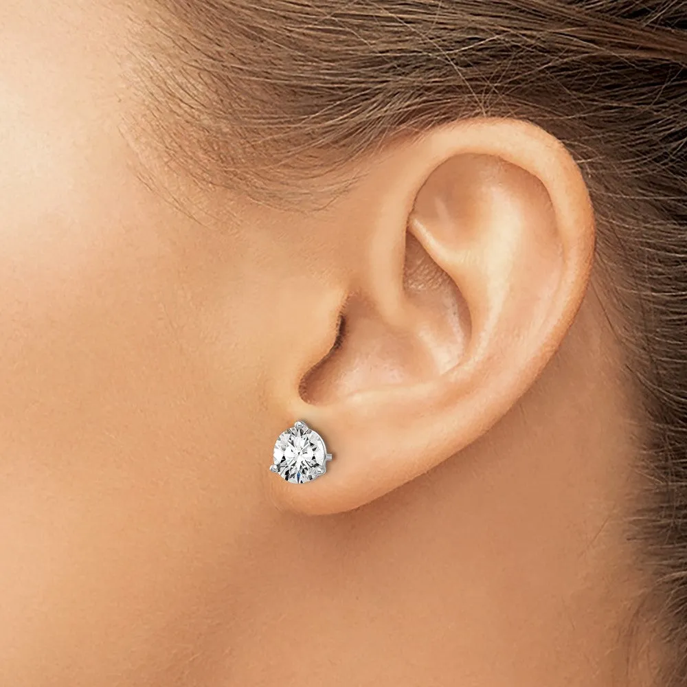 14k White Gold 2 ct Round Lab Grown Diamond Stud Earrings VS Clarity, D-E Color