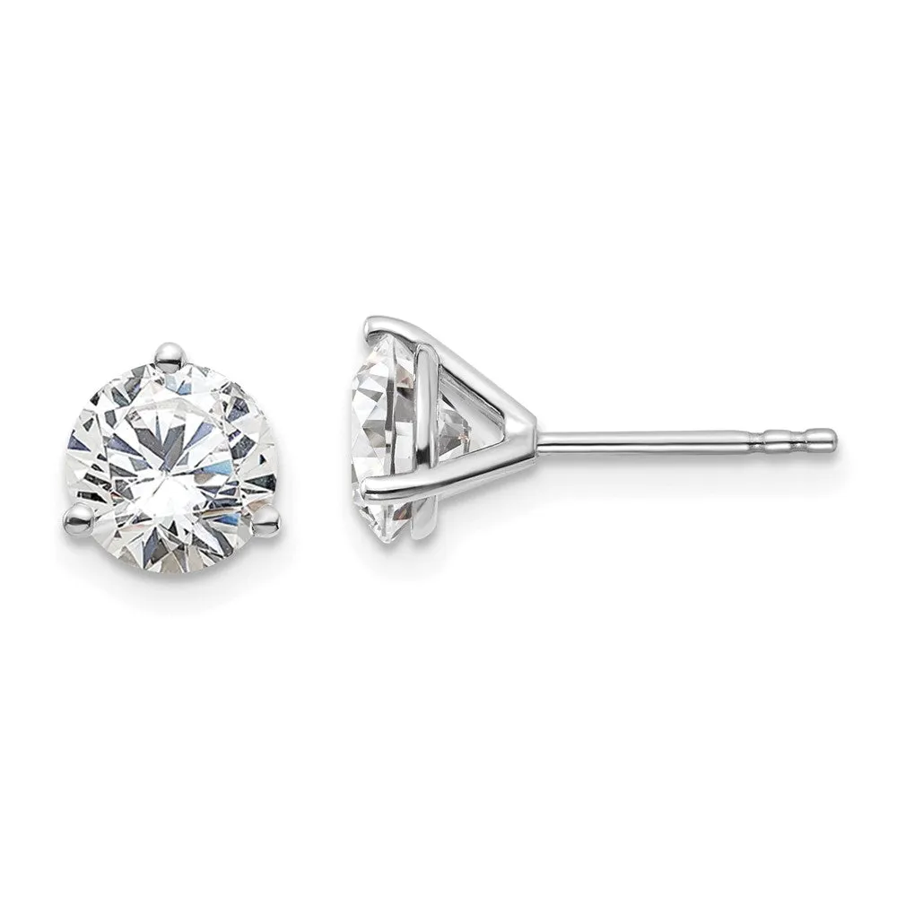 14k White Gold 2 ct Round Lab Grown Diamond Stud Earrings VS Clarity, D-E Color