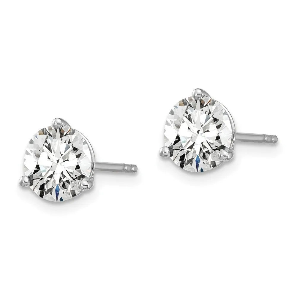 14k White Gold 2 ct Round Lab Grown Diamond Stud Earrings VS Clarity, D-E Color
