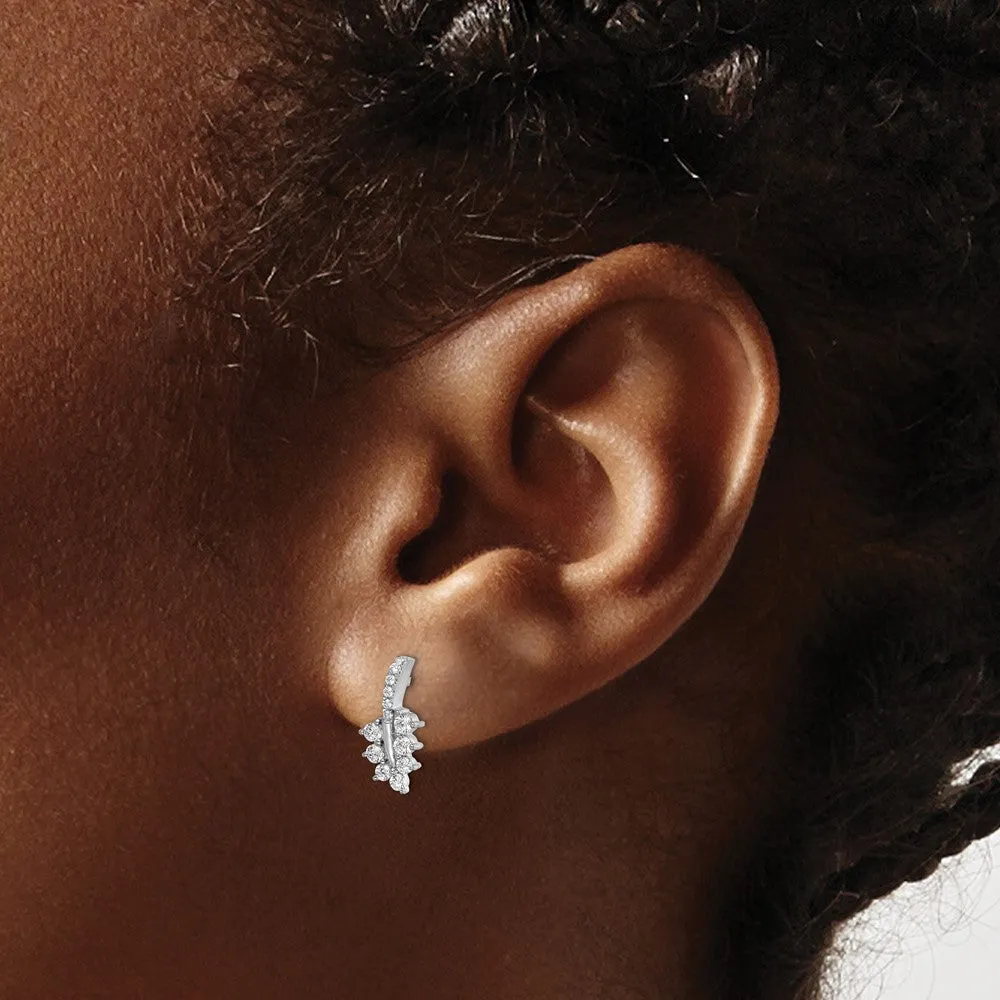 14K White Gold 3/8 ct Lab Grown Diamond Leaf Stud Earrings VS Clarity, G-H Color