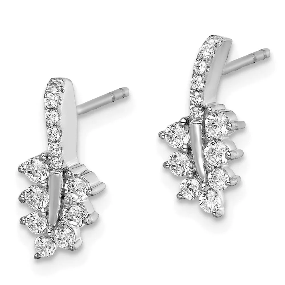 14K White Gold 3/8 ct Lab Grown Diamond Leaf Stud Earrings VS Clarity, G-H Color