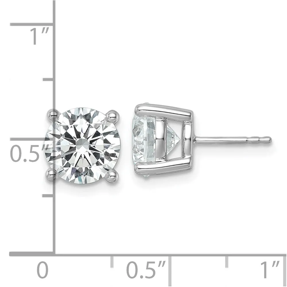 14k White Gold 6 ct Round Lab Grown Diamond Stud Earrings VS Clarity, D-E Color