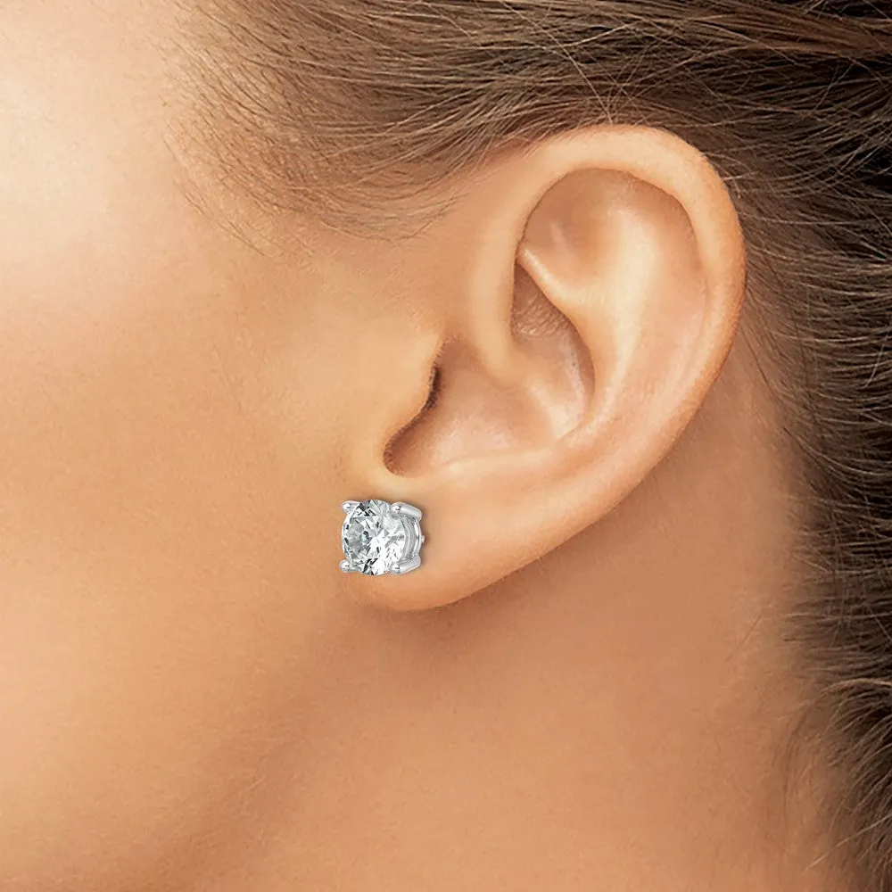 14k White Gold 6 ct Round Lab Grown Diamond Stud Earrings VS Clarity, D-E Color